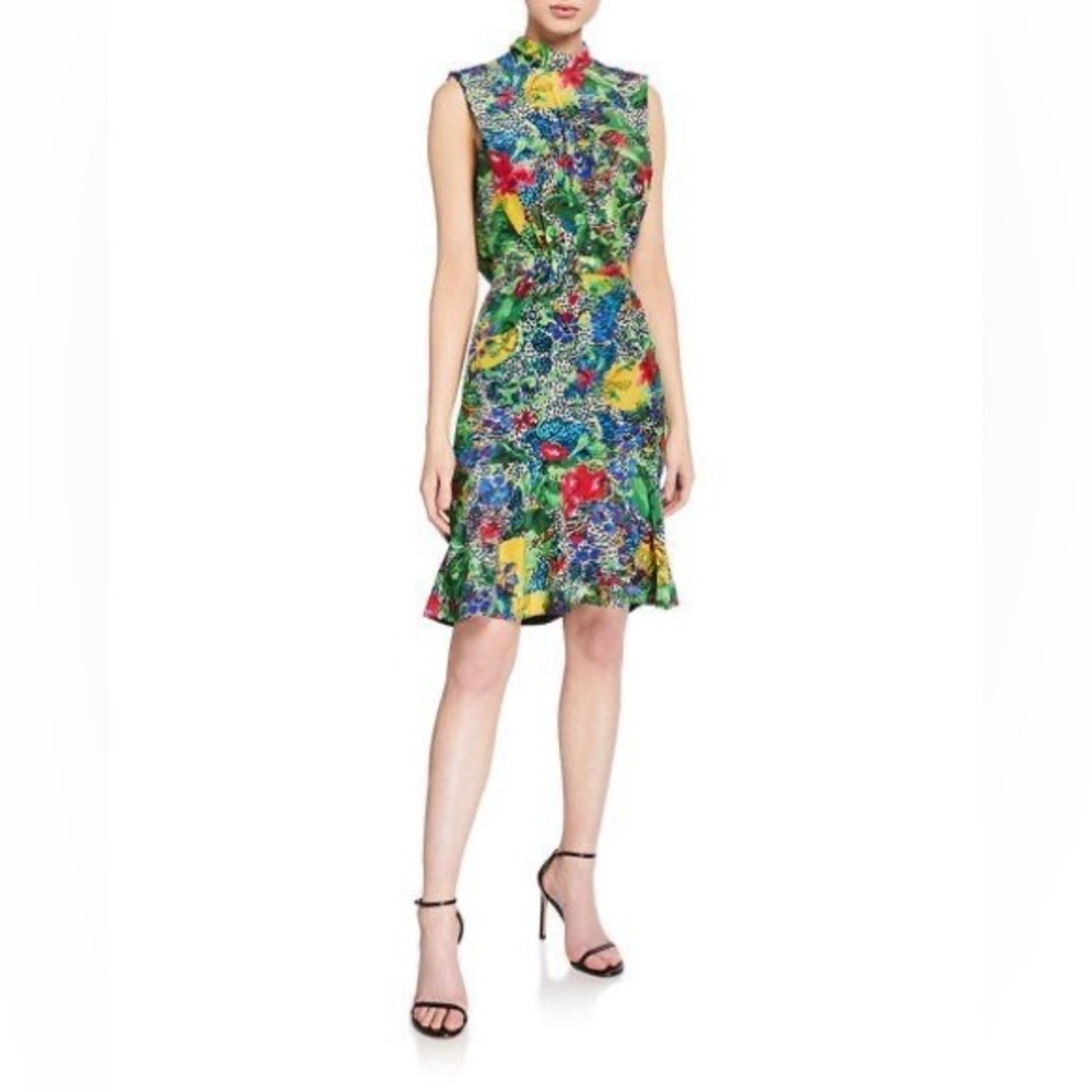 Saloni Fleur Mock-Neck Tie-Back Leopard (D10)